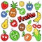 Funny Fruits Emoticons Badges, Patches, Stickers