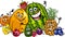 Funny fruits group cartoon illustration