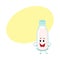 Funny full milk bottle character with smiling human face standing
