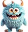 Funny furry cheerful monster