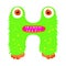 Funny furry monster letter H, english alphabet