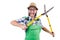 Funny gardener with shears isolated