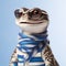 Funny Gecko Wearing Sunglasses And Color-blocked Scarf