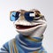 Funny Gecko Wearing Sunglasses On Sweater - Photorealistic Art