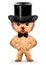 Funny gentleman doggy with black bow and cylinder hat
