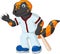 Funny gila monster lizard cartoon wearing baseball jersey holding baseball bat