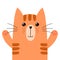 Funny ginger cat isolated element. Cute feline character in cartoon style