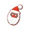 Funny gingerbread Santa Claus decorated with colored icing. Delicious biscuit cookie. Holiday sweets. Flat vector icon