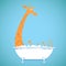 Funny girafe in a bath