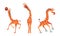 Funny Giraffe Character with Long Legs and Neck Grimacing and Riding on Roller Skates Vector Set