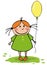 Funny girl with balloon