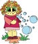 Funny girl blowing bubbles in flat style. Icons for web design. People, sports, hobbies