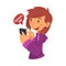 Funny Girl Calling on Phone to the Chocolate Shop, Sweet Tooth Girl Cartoon Character Loves Sweets Vector Illustration