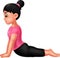 Funny girl cartoon practicing yoga sport sitting with smile