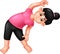 Funny girl cartoon practicing yoga sport with smile