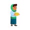 funny girl preteen carrying delicious dish plate in kitchen cartoon vector