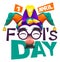 Funny glasses nose. April Fools Day lettering text for greeting card. 1 April Fools Day