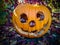 Funny gold yellow Halloween pumpkin