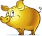 Funny golden pig symbol of abundance and prosperity - vector illustration