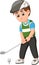 Funny Golfer Boy Cartoon