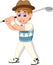 Funny Golfer With Stick Cartoon