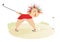 Funny golfer woman on the golf course illustration