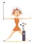 Funny golfer woman on the golf course illustration
