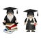 Funny graduation gnomes. male and female gnomes with graduation hat