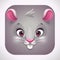 Funny gray mouse face. Cartoon app icon for game logo design.