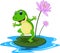 Funny Green frog cartoon