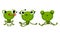 Funny Green Frog with Protruding Eyes Catching Insect and Sleeping Vector Set