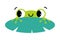 Funny Green Frog with Protruding Eyes Peeping Out from Leaf Vector Illustration