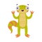 Funny Green Gecko Character Standing and Smiling Vector Illustration