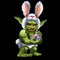 Funny green Troll in Bunny suit with ball