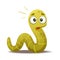 Funny Green Worm with Surprised Face Expression Vector Illustration