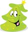 Funny green xmas fir tree smiling - isolated vector