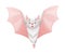 Funny Grey Bat with Cute Snout and Pointed Ears Flying with Spread Wing Vector Illustration