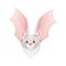 Funny Grey Bat with Cute Snout and Pointed Ears Flying with Spread Wing Vector Illustration