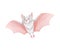 Funny Grey Bat with Cute Snout and Pointed Ears Flying with Spread Wing Vector Illustration