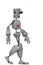 Funny grey robot cartoon just walking in a white background