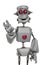 Funny grey robot cartoon saying hello in a white background