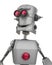 Funny grey robot cartoon smiling potrait in a white background
