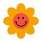 Funny groovy flower with emoji.