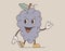 Funny groovy retro fruit character. Cool joyful bunch of grapes. Vector isolated illustration, old cartoon style