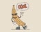 Funny groovy retro fruit character. Cool smiling banana in sunglasses, vector isolated illustration, old cartoon style.