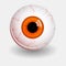 Funny Halloween greeting card monster orange eyes. Vector isolated illustration