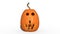 Funny Halloween pumpkin, carved Jack O Lantern, holiday decoration isolated on white background, 3D render