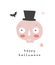 Funny Hand Drawn Halloween Print with Cute Pink Skull.