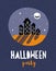 Funny Hand Drawn Halloween Vector Illustration. Scary Full Moon.