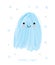 Funny Hand Drawn Halloween Vector Illustration with Sweet Blue Ghost.